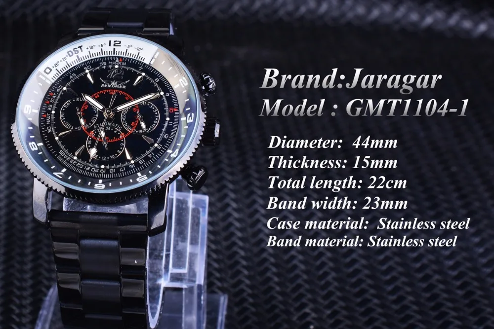 Jaragar Brand Mens Watches Automatic Mechanical Watch 6 Hands Date Sport Clock Stainless Steel Business Wristwatch Relojes Homme