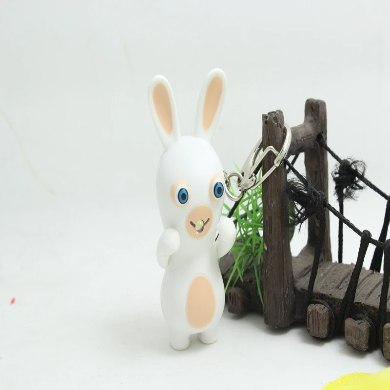 Супер-модные rabbdids сумасшедший Кролик брелок для ключей Светодиодные Брелки звук