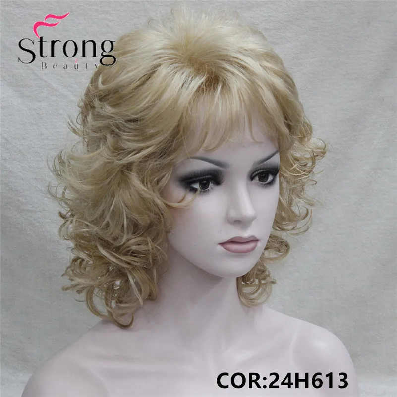 StrongBeauty короткий Мягкий Лохматый слоистый блонд микс полный синтетический парик вьющиеся женские парики