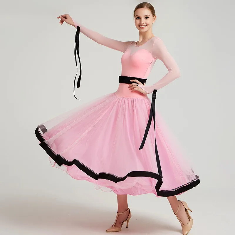 

pink women ballroom dress competition standard dresses spanish costume dance wear ballroom waltz dress fringe dancing clothes