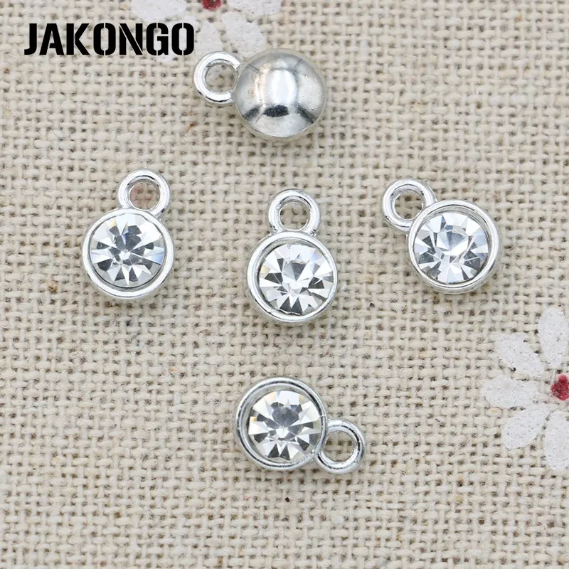 JAKONGO 10 шт посеребренные серьги с кристаллами в Камень Подвески Кулоны из нержавеющей стали для изготовления ювелирных изделий браслет аксессуары DIY ручной работы 9x6 мм