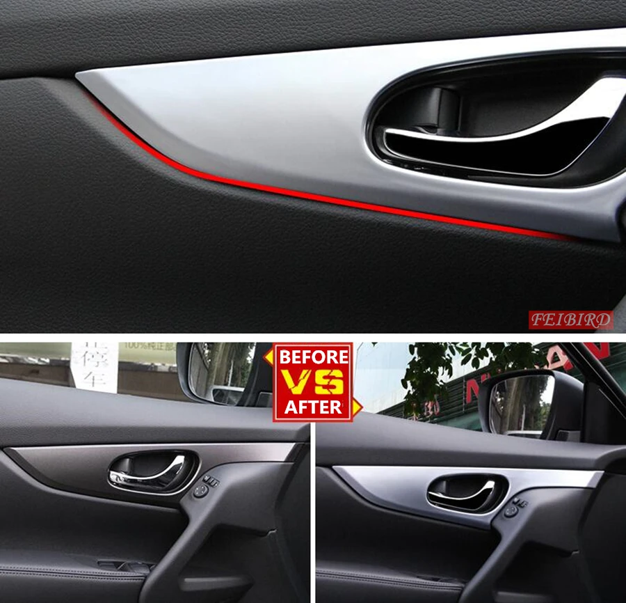 ABS внутренняя дверная ручка чаша рамка Крышка отделка для Nissan Rogue/X-trail матовое серебристое Углеволокно стиль