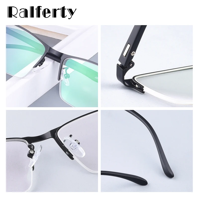 Ralferty, оптические очки, оправа для мужчин, Ретро стиль, квадратные, ультралегкие, брендовые, классические, половина металла, диоптрий, по рецепту, очки Oculo Y20037