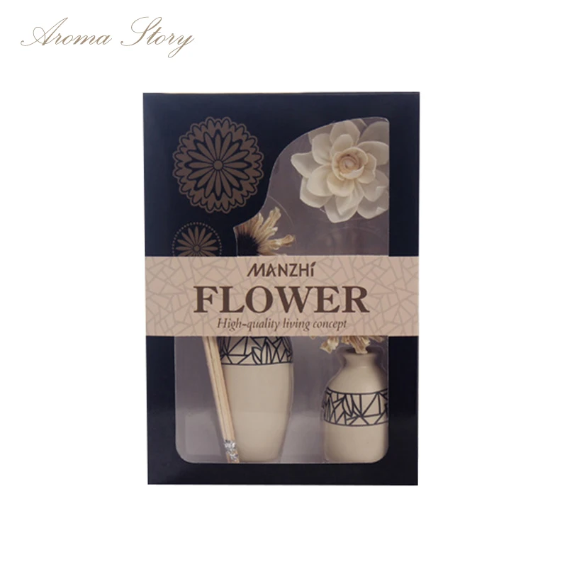 Ароматерапевтический диффузор без огня с 3 сушеными цветами 2 керамических