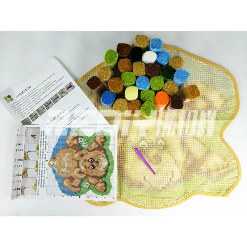 

Latch Hook Rug Kits Flowers Poppy 3D DIY Needlework Unfinished Crocheting Rug Yarn Cushion Mat Home Decor Embroidery Carpet Rug