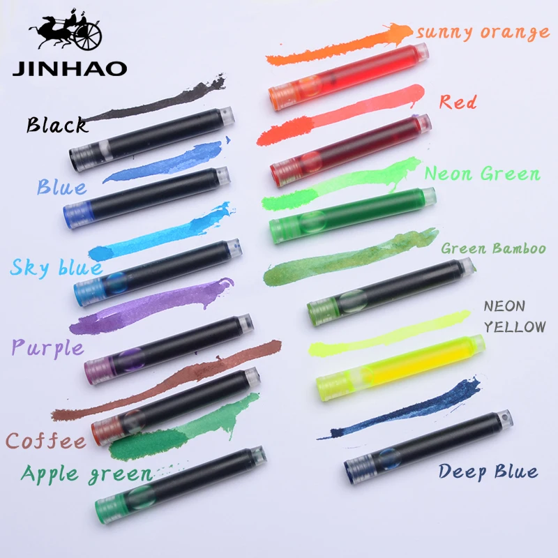 Jinhao 5pcs color calligraphy blue ink cartridge refill pen caliber 26mm smooth writing pen ink student painting stationery