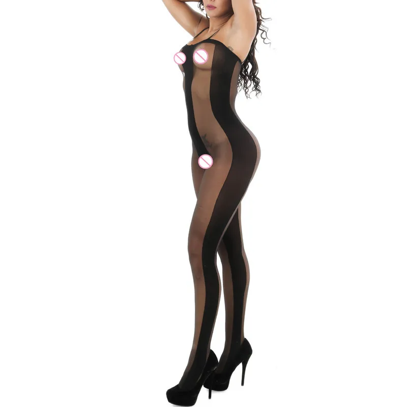 Нижнее белье женское черное с открытым шаговым швом непрозрачные в полоску|lingerie