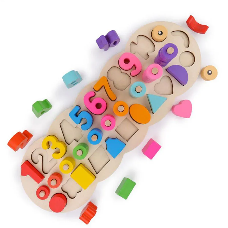 

Children's Cognitive Digital Geometry Learning Panel Wooden Shape Logarithmic Plate Montessori Puzzle Early Education Pairing