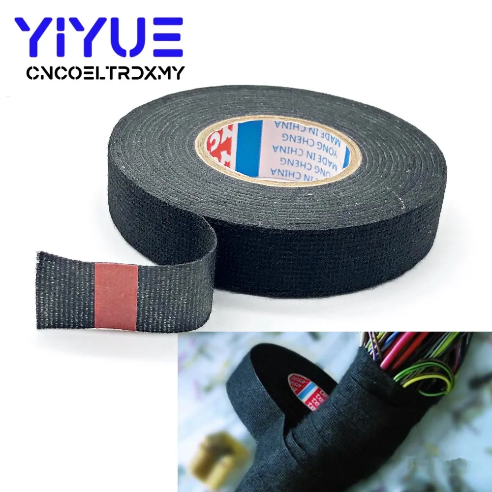

New 19mmx15m Heat-resistant Wiring Harness Tape Looms Wiring Harness Cloth Fabric Tape Adhesive Cable Protection