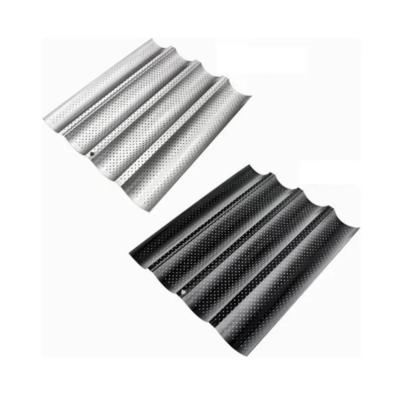 New Baguette French Bread Baking Tray 4 Groove Wave Frame Rack Nonstick Carbon Steel Cake Mold Pans | Дом и сад