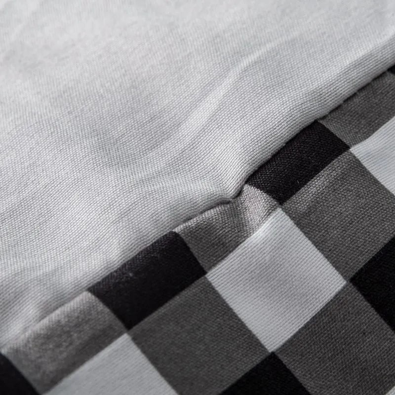 ParkShin Grid Bedding Set Gray Bed Flat Sheet Double Linens Bedclothes Duvet Cover Decor Home Textiles Adult | Дом и сад
