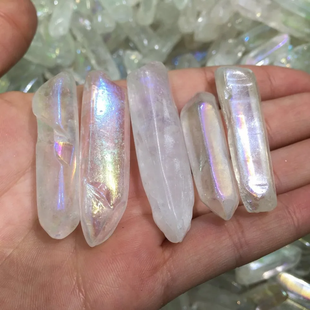 5 шт. Прямая поставка натуральный белый титановый кварцевый кристалл aura камень