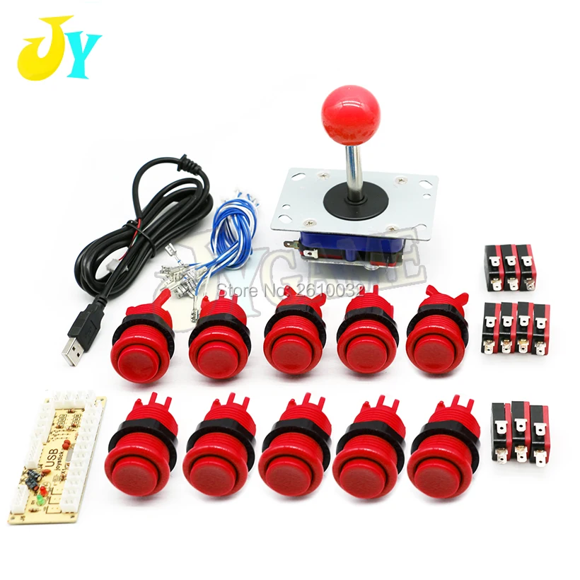 

Arcade Game DIY Parts 10X Happ Style American Push Buttoons With Microswitch+1X Classic Arcade Joystick For Mame Jamma Arcade