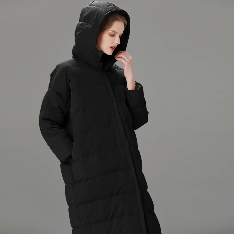 Новинка зимы 2020 модный простой стиль женский длинный пуховик на белом утином