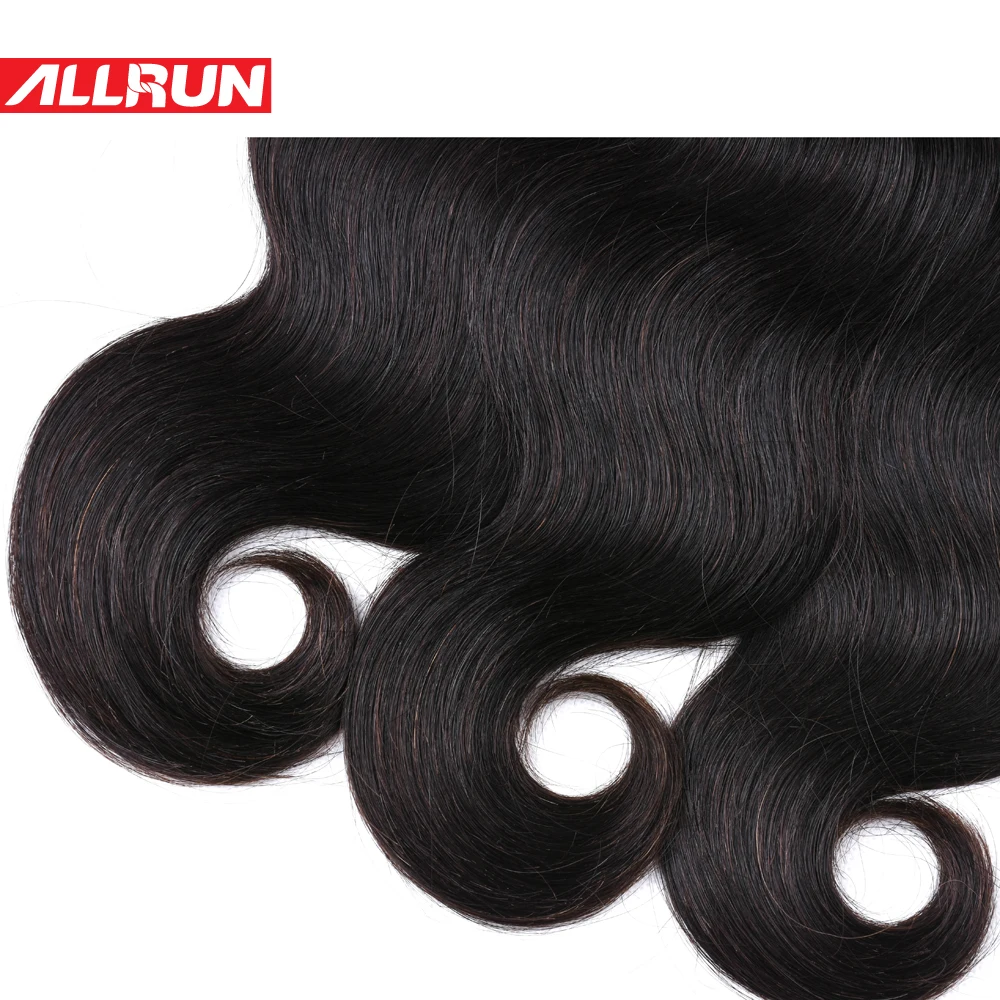 Brazilian Body Wave Hair Bundles 100% Human Weave Natural Black Color Allrun Non Remy 8-24 Inch | Шиньоны и парики