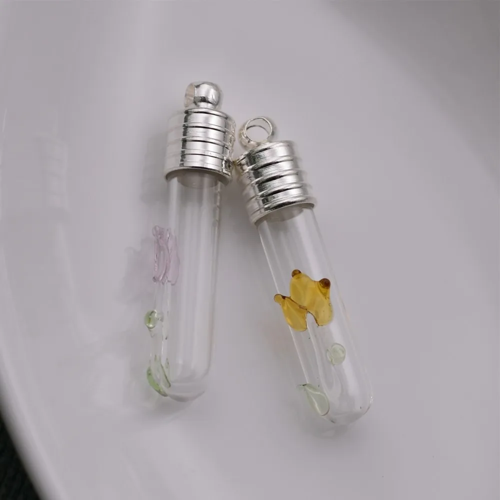 Lotus flower mixed 50 штук 6 мм цветочный стеклянный флакон подвеска металлическая крышка резиновая пробка стеклянная бутылка Шарм формирование микрорельфа имени на рисе искусство ювелирные изделия ожерелье кулон - Окраска металла: Lotus flower mixed