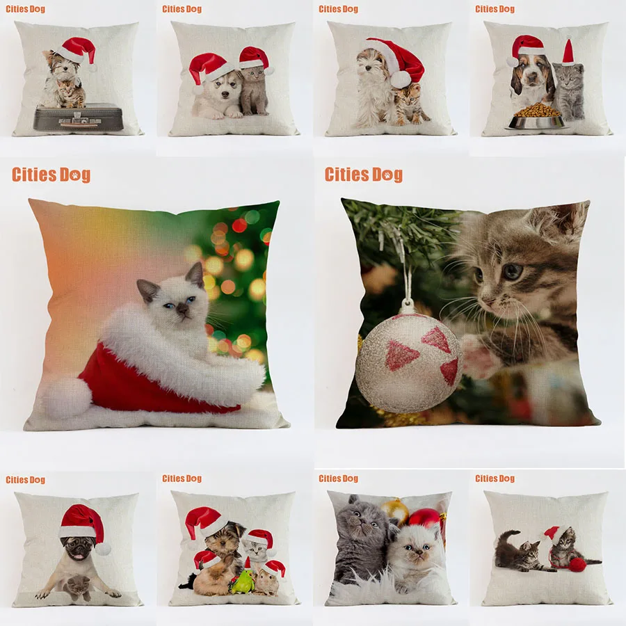 

pillows cushion cover new Year decoration cushions Pillow cover Animal cats christmas decorations for home cojines almofada