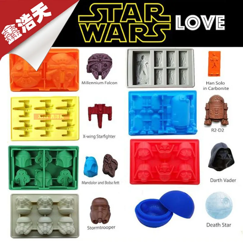DIY 8pcs/set Star Wars Ice Tray Silicone interstellar Mold Ice Cube Ice grid robot Cream Makers Chocolate lattice Fondant Mould