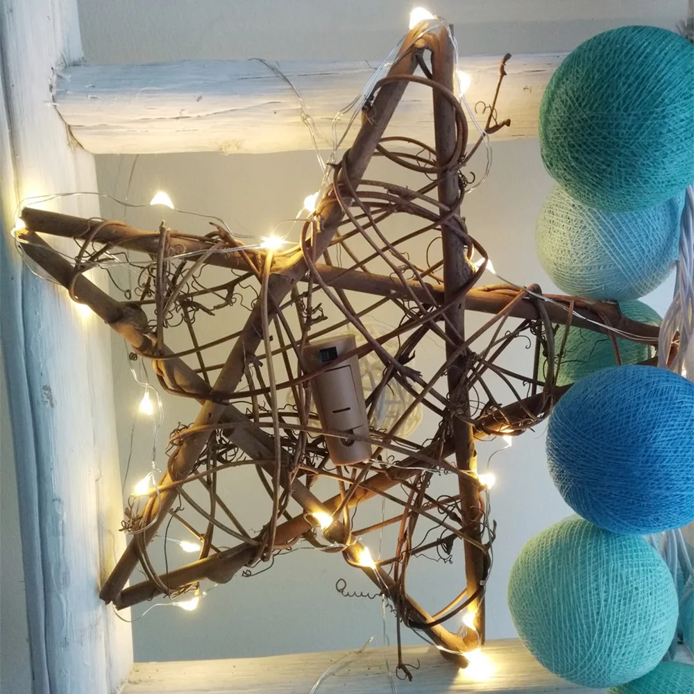 Новинка гирлянда из ротанга в форме звезды и сердца медная Серебряная Свадебный