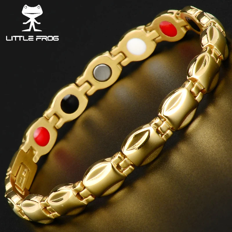 Магнитный браслет маленькая лягушка для женщин и мужчин золотой витой Германия