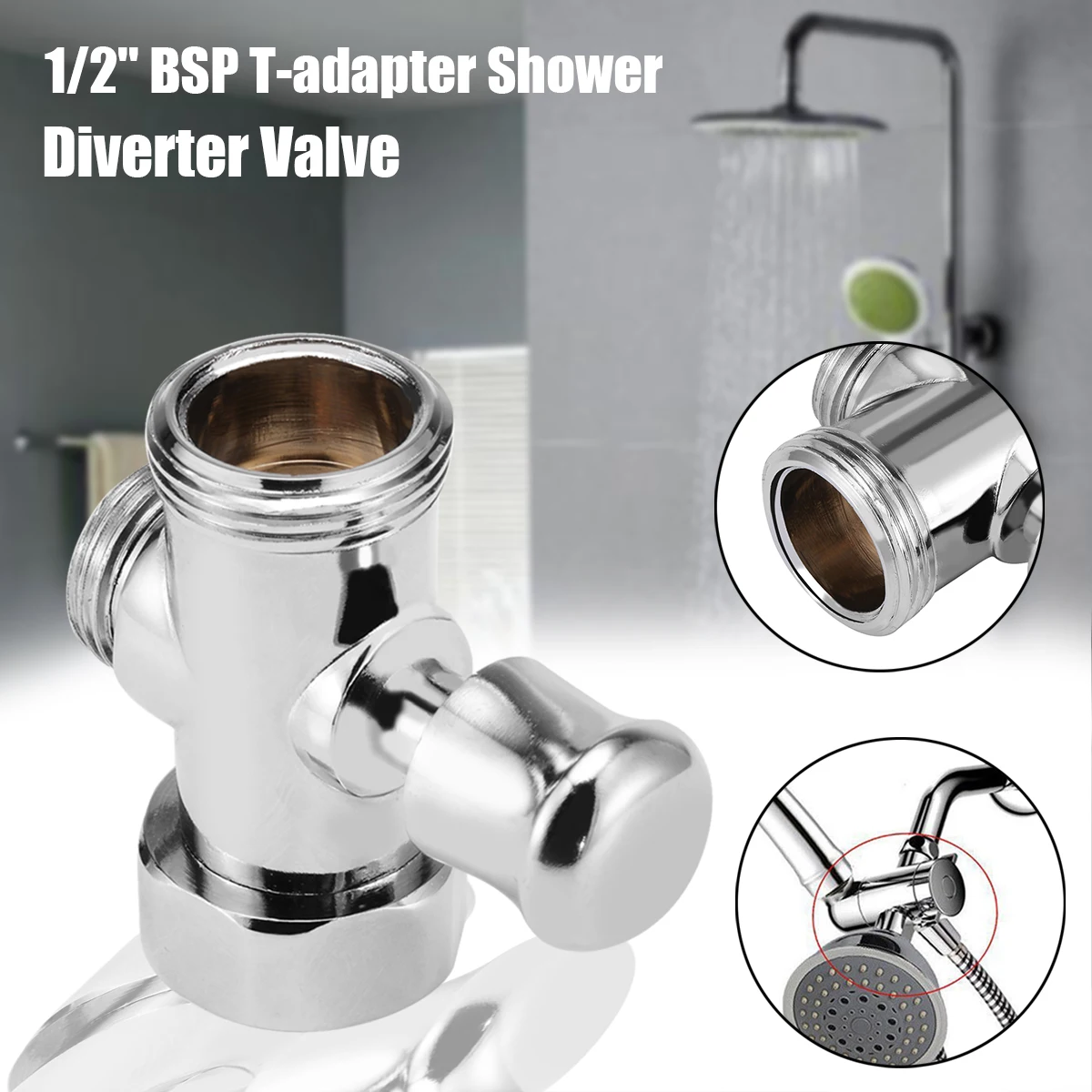 Mayitr 3 Way Bathroom Toilet Bidet Shower Head 3/4" 1/2" BSP T-adapter Shower Diverter Tee Connector Adapter Valve For Bathroom