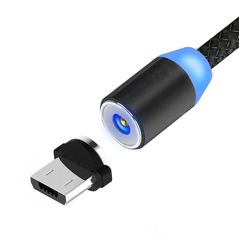 Светодио дный светодиодный магнитный Micro USB кабель для телефона 1 м плетеный