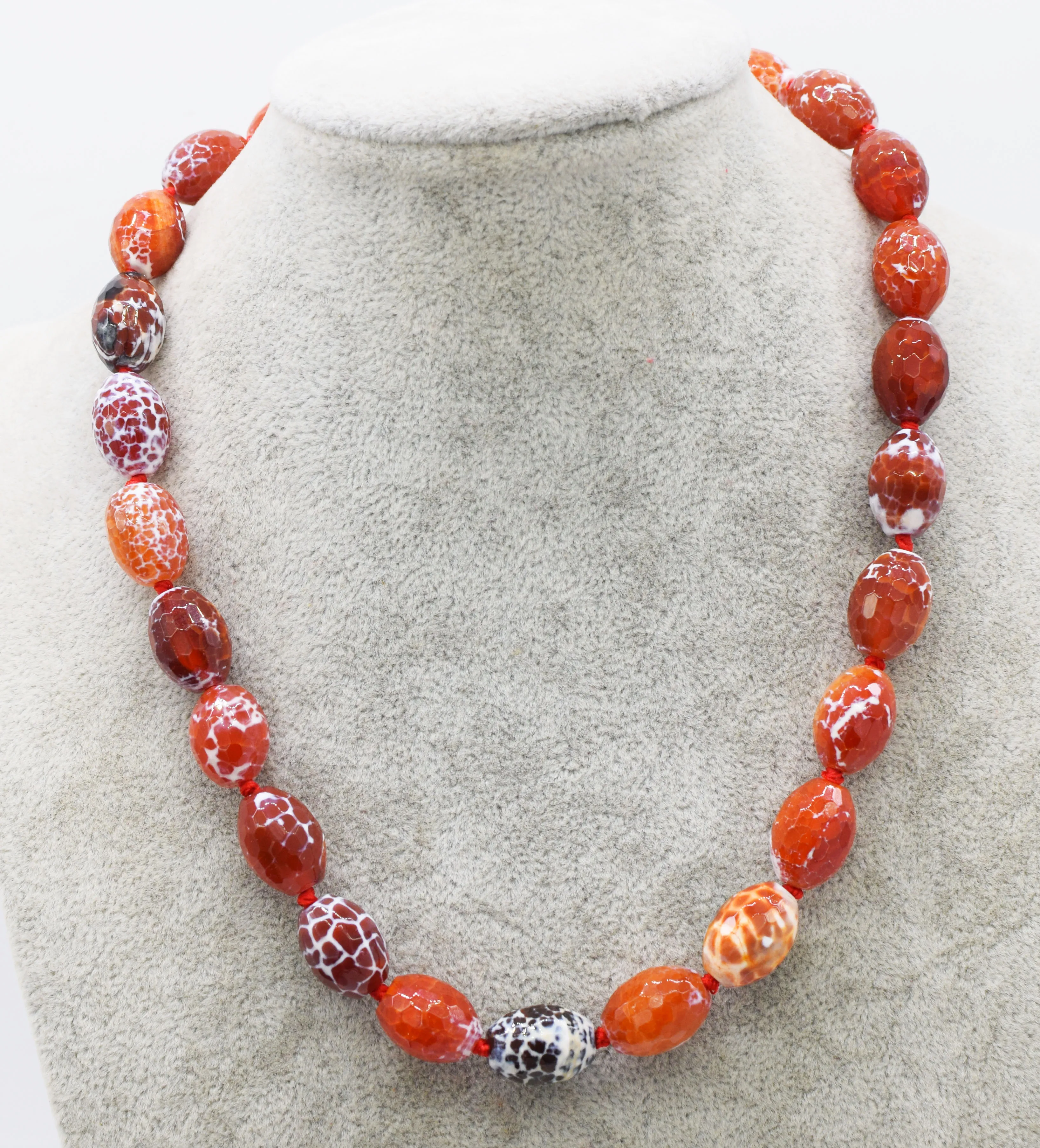 

red fire agate faceted 12*16mm necklace 18inch FPPJ wholesale beads nature for woman gift