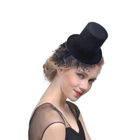 cute black mini top hat hair clip for women girls wedding party carnival fancy dress hat base diy craft hair accessories