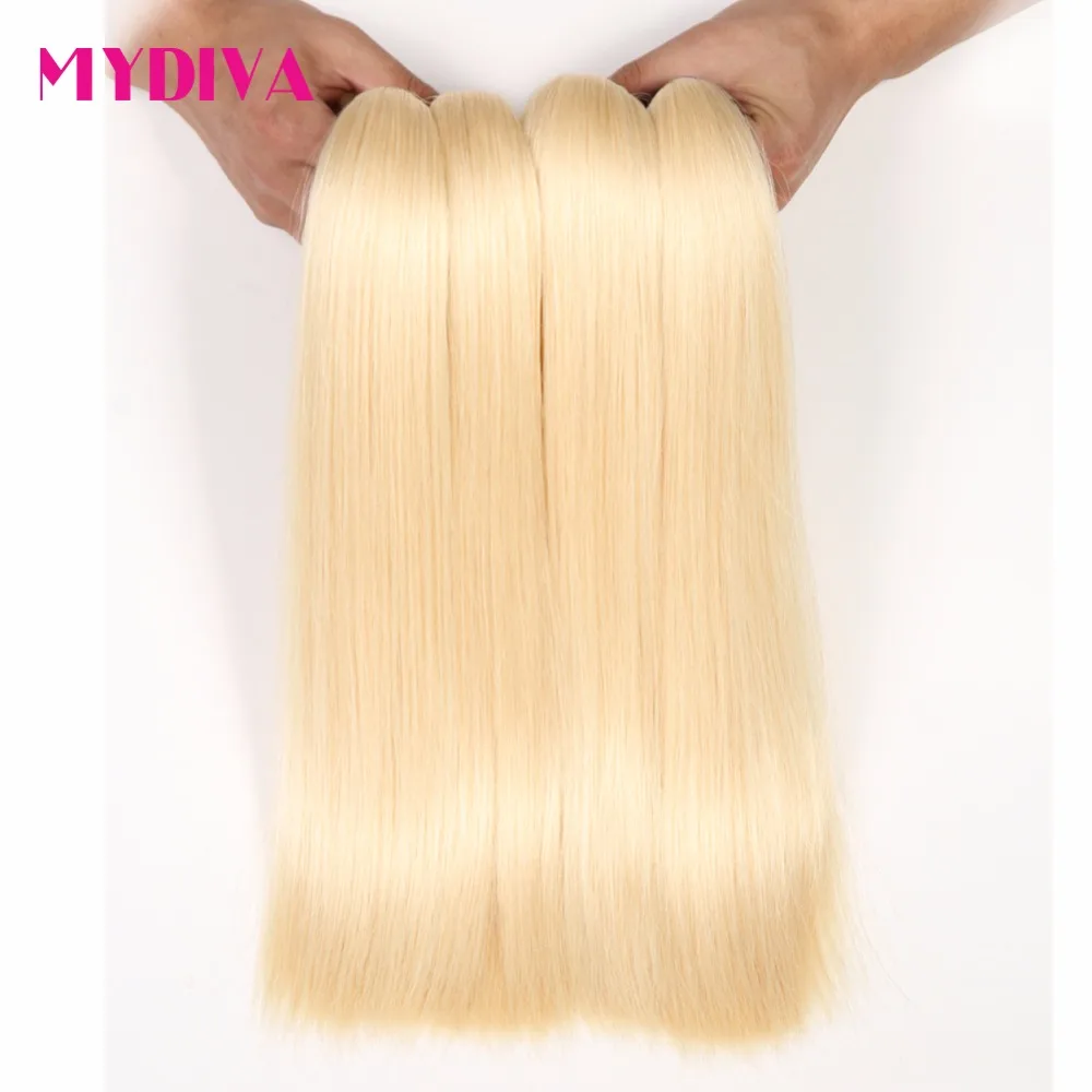 Mydiva блонд пучки человеческих волос Прямые 613 волосы для наращивания Remy