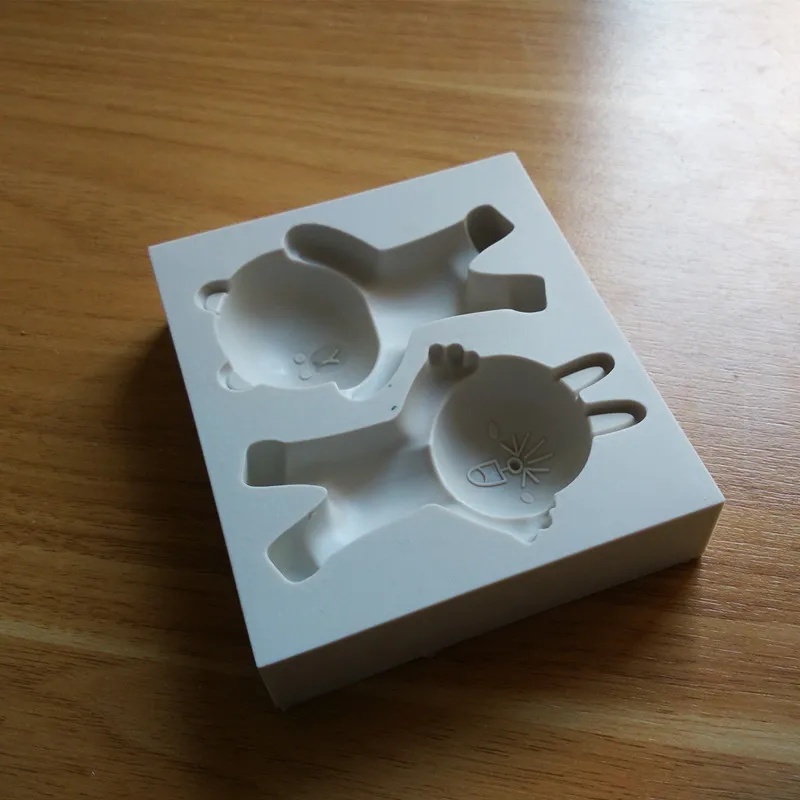 Милый медведь с кроликом 3D силиконовая форма для торта мыло свечи формы кухонной