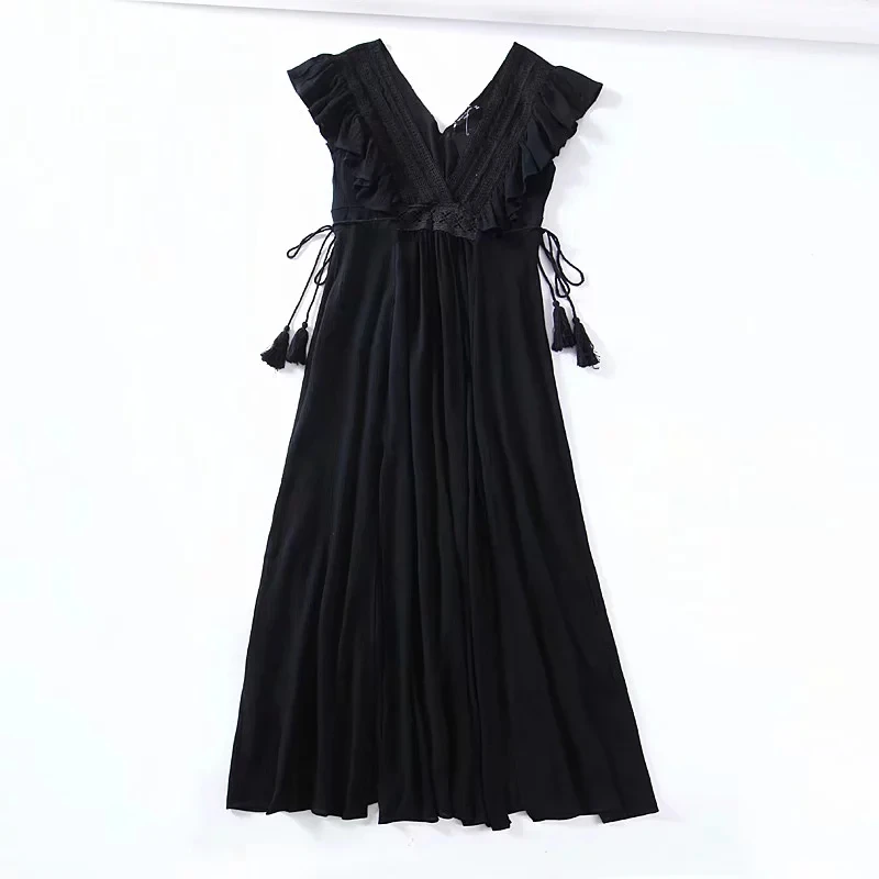 Женское винтажное кружевное платье элегантное Плиссированное Хлопковое