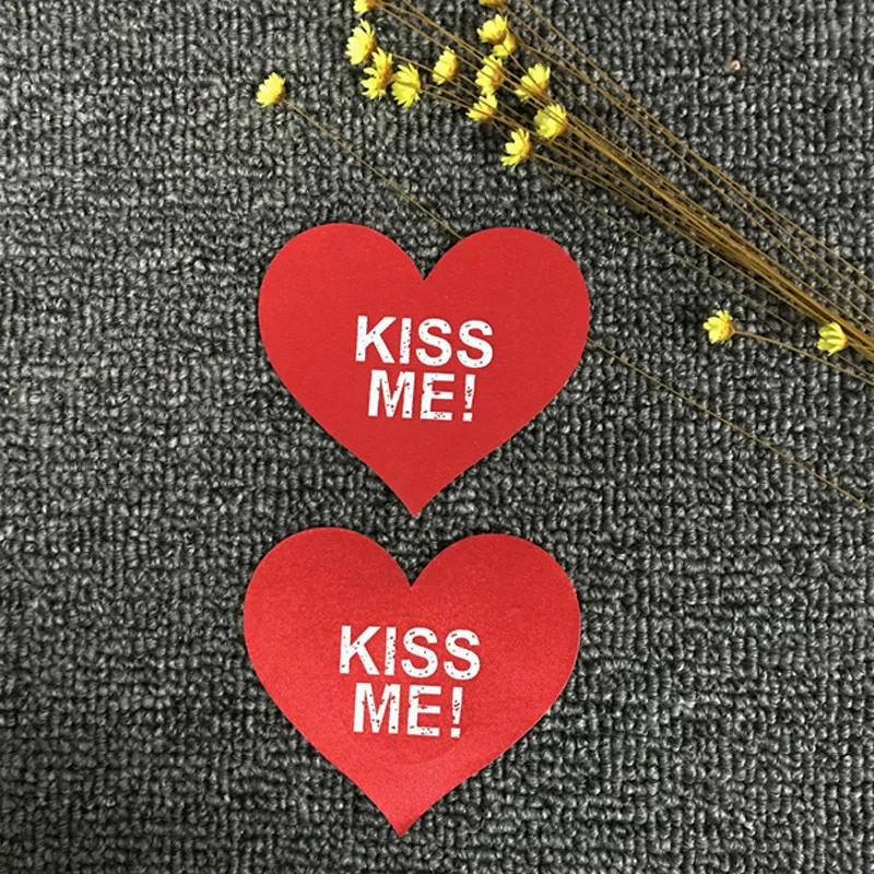 Накладки на соски с надписью KISS ME Одноразовые женские клейкие ленты светящиеся в