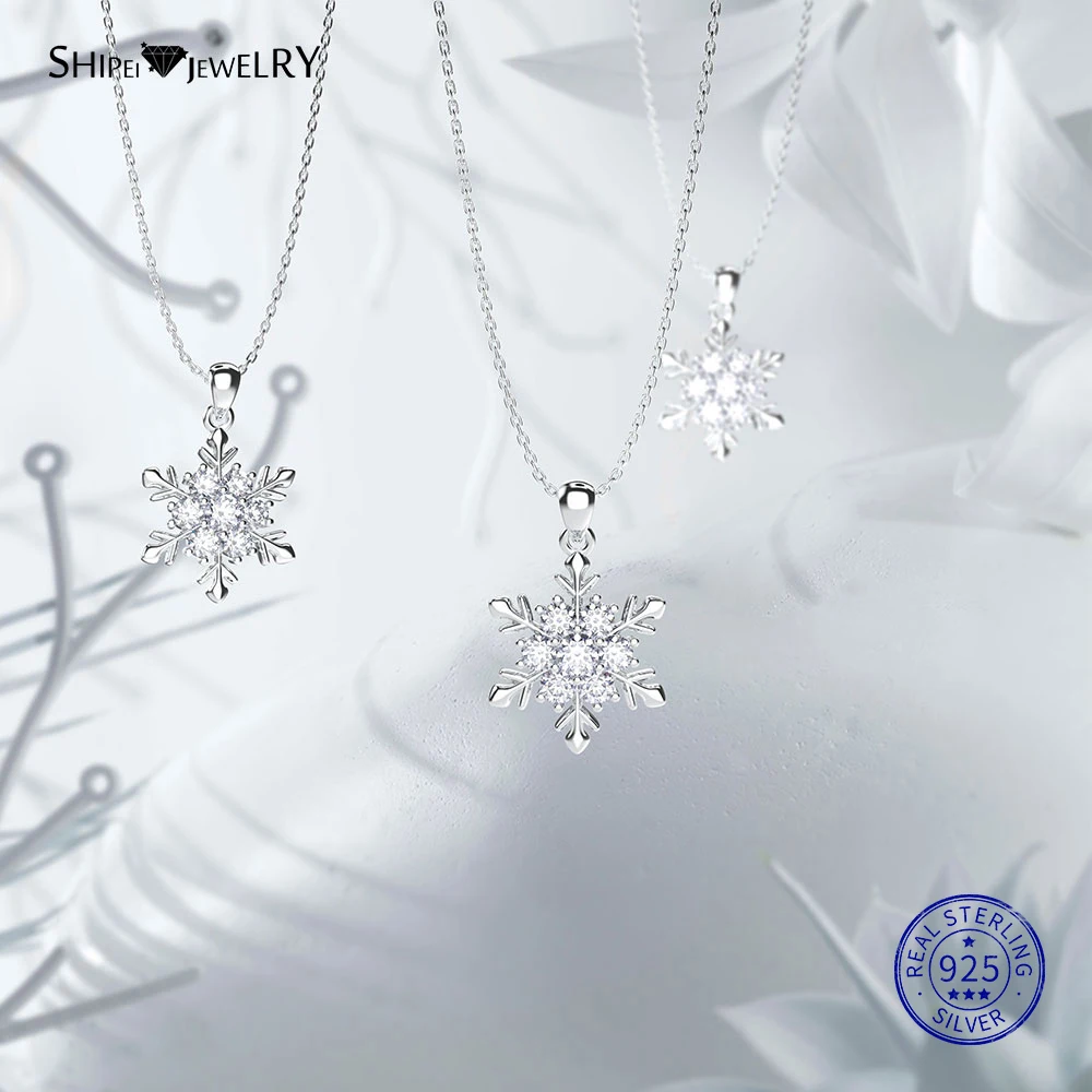 Shipei Снежинка ожерелье для женщин 925 пробы серебряный кулон Moissanite Снежинка свадебное ожерелье подарок на день рождения