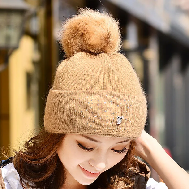 

Acrylic women's hat cap with ball winter skullie & beanie warm casquette bonnet homme chapeau femme hiver muts for girls adults