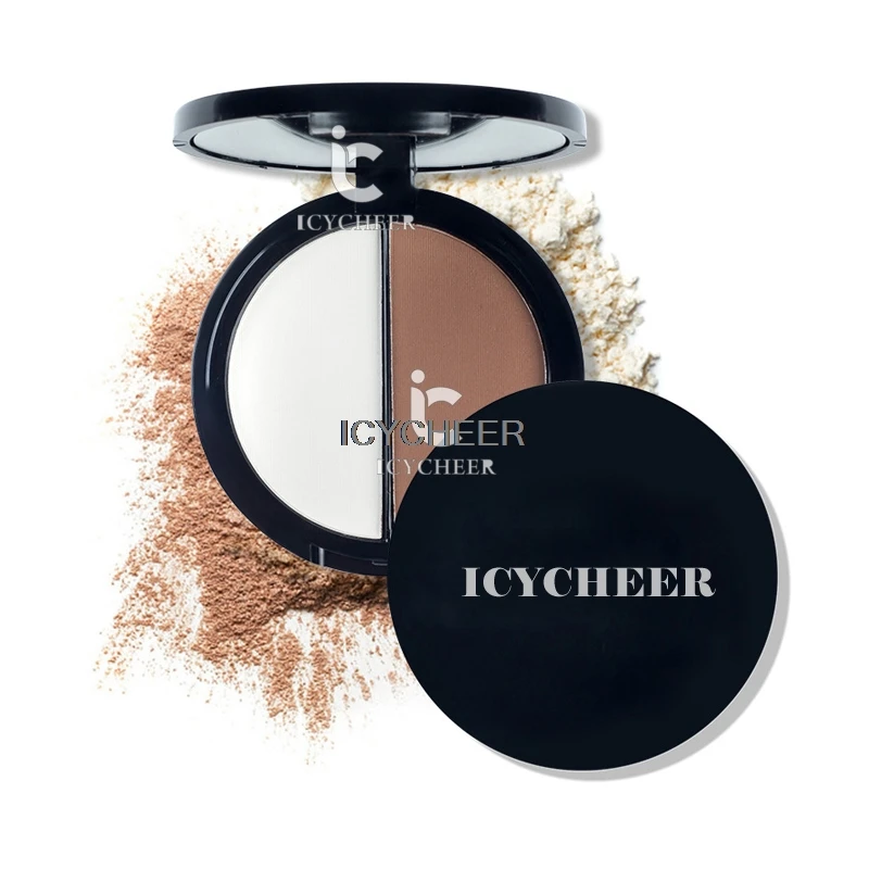 ICICYCHEER Камуфляжный макияж 2 цвета пудра для теней лица контур бронзер хайлайтер