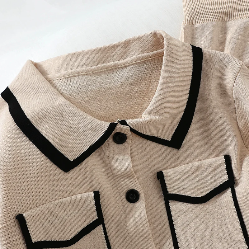 Женский трикотажный кардиган с отложным воротником и карманами + брюки широкими