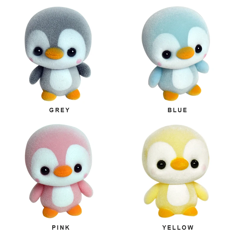 5.5cm Mini PVC Flocking Animal Decoration Dolls Kawaii Penguin Doll Toys For Girls Exquisite Flocked Toy Christmas Gift | Игрушки и