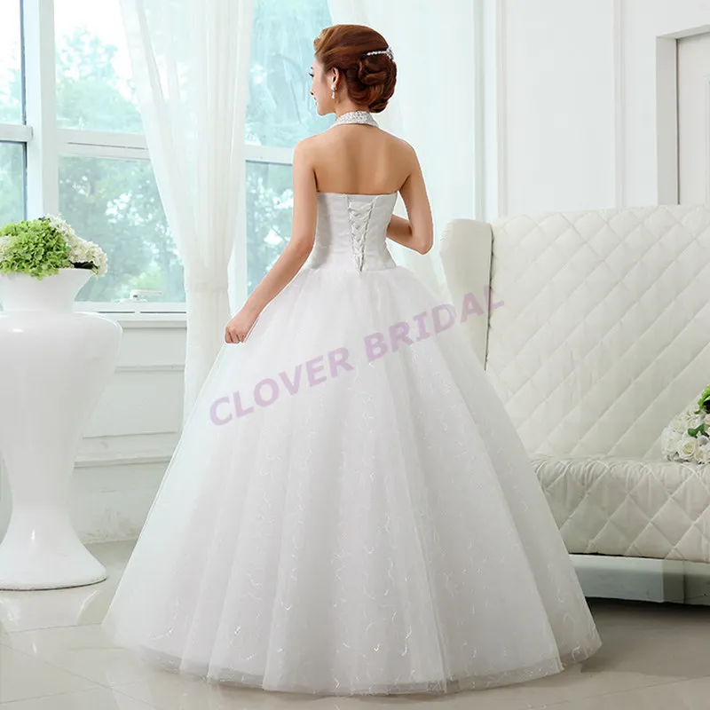 2016 New Luxury Sexy Lace Halter Pearl Tiered Bow Beaded Crystal Sequine Tassel Ball Gown Princess Wedding Dresses For Bridal | Свадьбы и