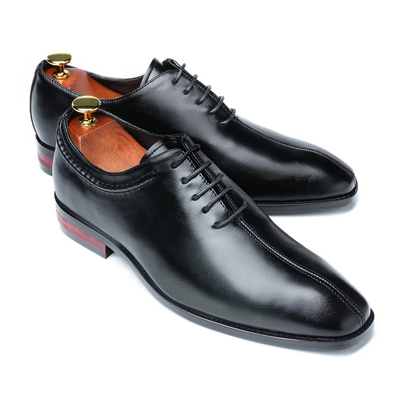 Black WH29 Misalwa/модельные туфли; Мужские Элегантные однотонные Туфли-оксфорды ручной работы из кожи бордового цвета с квадратным носком; весенние деловые туфли; большие размеры 38-48 - Цвет: Black WH29