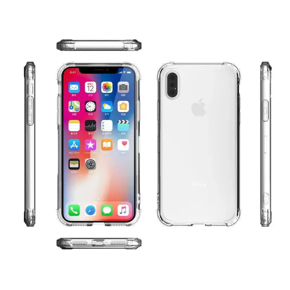 Противоударный прозрачный мягкий чехол для iPhone 12 11Pro Max X XS XR 6S 7 8 Plus силиконовый