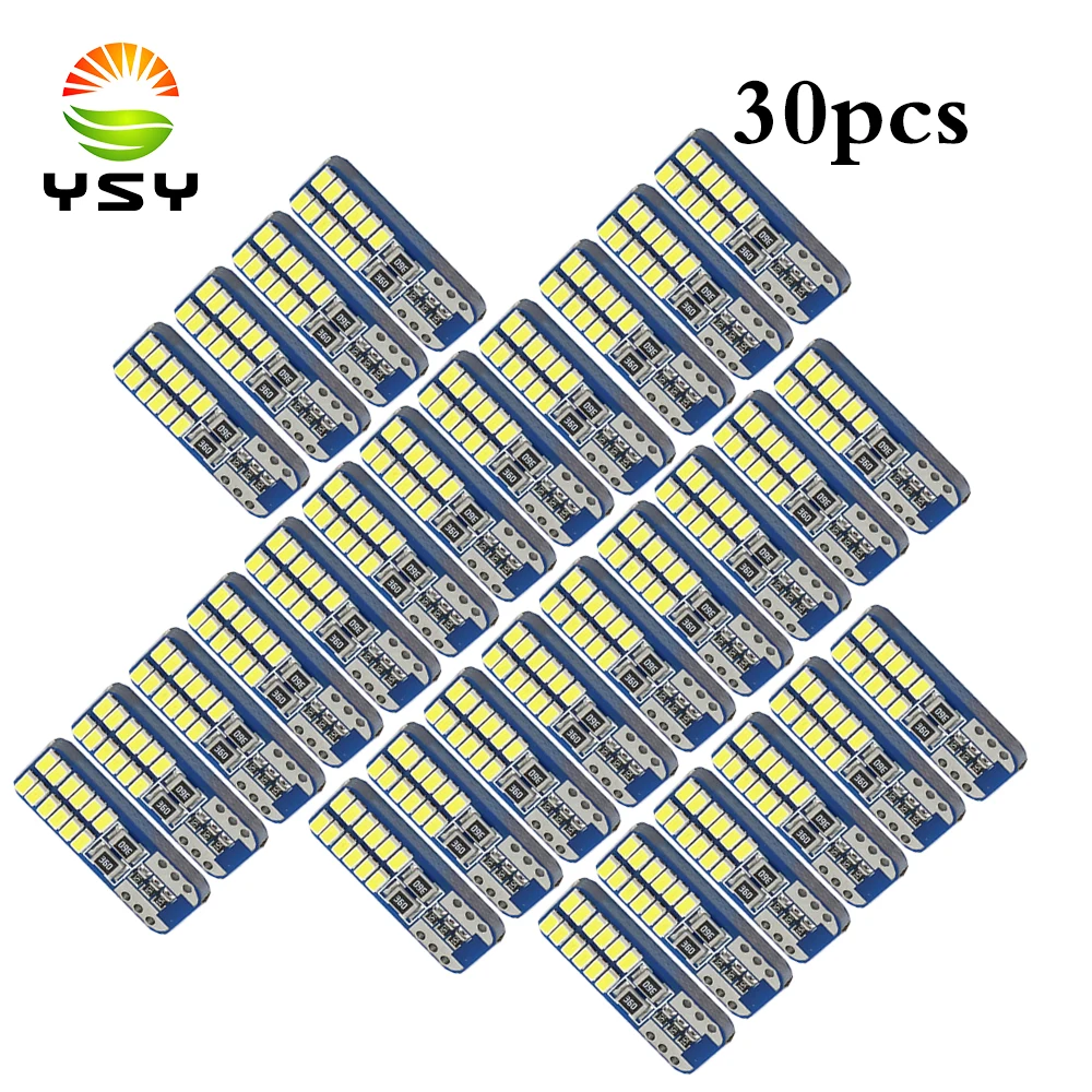 YSY 30 шт T10 canbus led 24led 3014smd t10 Led Canbus Car светильник w5w 194 24smd Светодиодная Лампочка без Obc