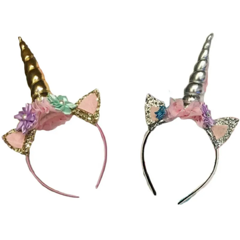 Детский обруч для волос с рогом единорога вечерние шифоновые обручи