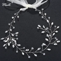 miallo rhinestones headbands head chain band bridal tiaras vine wedding hair accessories crown women ribbon crystal hair jewelry