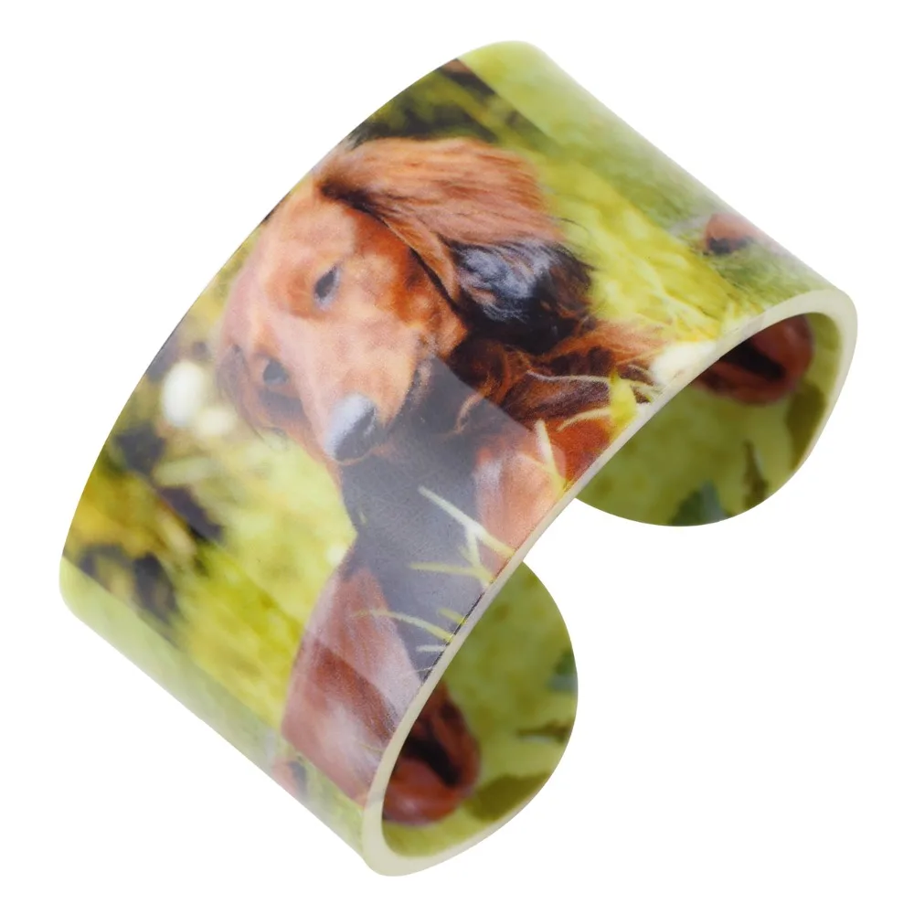 WEVENI пластиковые широкие браслеты с надписью Love Dachshund Dog для женщин легкие новые