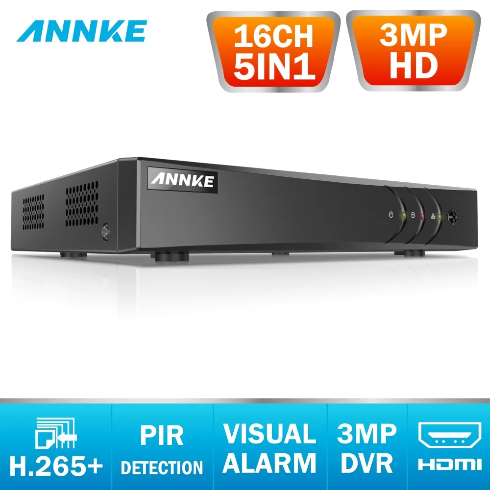 ANNKE 16CH HD 3MP 5в1 CVBS TVI CVI AHD IP безопасности DVR рекордер H.265 визуальный сигнал тревоги
