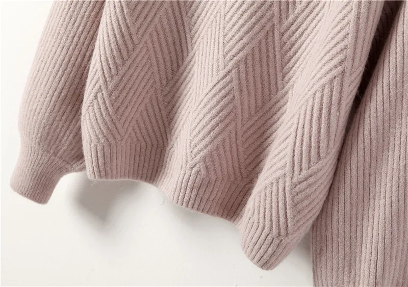 Pull Femme,, зима-осень, вязаный кашемировый свитер большого размера, женский, с рукавом-фонариком, со стразами, базовый, уплотненный, пуловеры