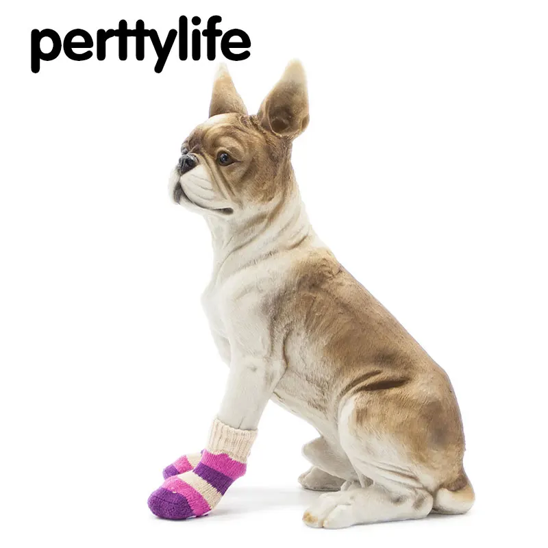 PERTTYLIFE осень зима хлопковые полосатые носки для питомцев махровые с двумя щенков