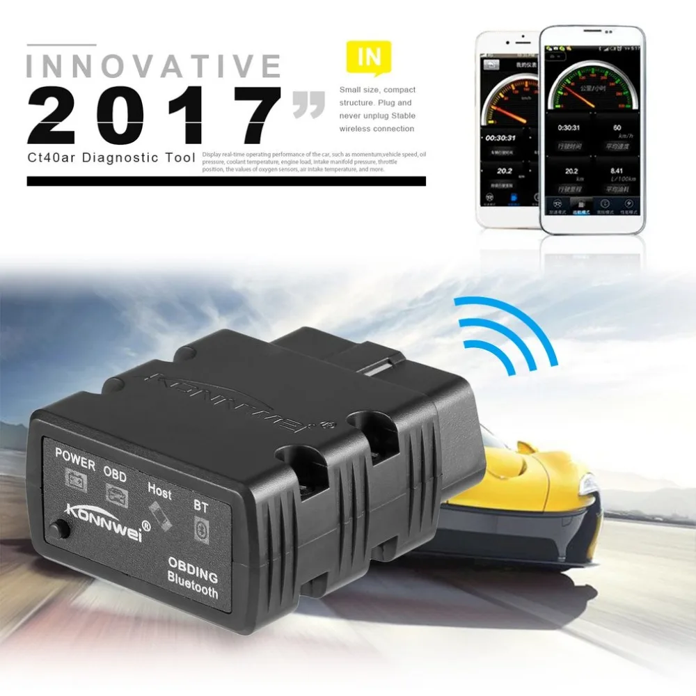 Konnwei KW903 ELM327 Bluetooth ODB2 автомобильный диагностический сканер детектор инструмент считыватель кода для Android для OBDII Авто сканер Горячая Распродажа