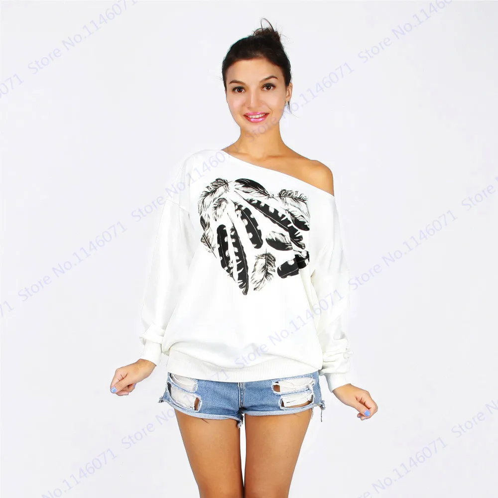 Любовь Перо s свитер одно плечо кофты черный в форме сердца с длинным рукавом