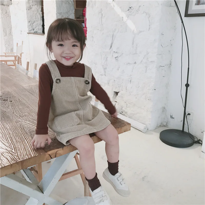 Girl Strap Dress 2018 Autumn New Baby Cute Corduroy Dresses Children Clothing Kids Suspender A-line for Girls | Детская одежда и